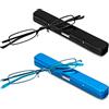 MMOWW Confezione da 2 mini occhiali da lettura in metallo, da uomo, con cerniera a molla, classici, piccoli, sottili, leggeri, con custodia (nero+blu, + 3,0)