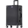 Aoliwei Telaio in alluminio S (55 cm) bagaglio a mano - Trolley leggero 100% PC rigido effetto metallo 35L business valigetta con TSA, 4 ruote silenziose a 360°, Nero (telaio in alluminio+pc), XXL