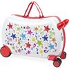 ITACA - Valigia Bambina Con Seduta Comoda Trolley Cavalcabile Con Ruote Girevoli Valigia Per Bambini Leggera Colorata Design Giocoso Viaggi Divertenti Per Piccoli, Multicolore