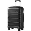 KONO Valigia Grande 76 cm in PP Rigido, Trolley Leggero con Serratura TSA, Ruote Doppie 360° e Manico Regolabile, Valigia da Viaggio (76 cm, Nero)