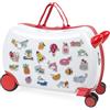 ITACA - Valigia Bambina Con Seduta Comoda Trolley Cavalcabile Con Ruote Girevoli Valigia Per Bambini Leggera Colorata Design Giocoso Viaggi Divertenti Per Piccoli, Rosso