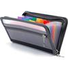 APKOL Portadocumenti A6 Formato Fisarmonica 21x13cm, Organizzatore a 13 Tasche con Chiusura Lampo, Etichette Incluse, Portafoglio per Assegni Fatture Ricevute Coupon Biglietti, Nero
