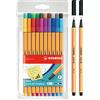 Stabilo point 88, confezione da 20 - Penna a punta fine, confezione da 20 + 2 pezzi, con 2 extra point 88 di colore nero