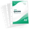 QWORK® 50 Pezzi A5 cartellina, 160 micron busta perforata plastica chiare con apertura superiore, protettori di documenti, per ufficio