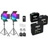 NEEWER 660 PRO RGB Luce LED Fotografia Kit d'Illuminazione: APP Controllo, Colori a 360° & RØDE Microphones Sistema wireless a doppio canale Wireless Go II con microfoni incorporati, nero