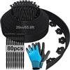 Hengrongshen Bordura per Aiuola, Bordura per Giardino 20m x 10cm, Bordature da Giardino, Bordure per Aiuole, Bordo per Aiuole, Bordatura Aiuole Giardino, Bordo Giardino Flessibile con Guanti e 80 Unghie - Nero