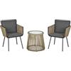 Outsunny Set da Giardino 3 Pezzi Rattan PE Acciaio Caffè/Grigio Scuro