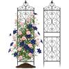 ARIFARO Set di 2 Tralicci per Piante Rampicanti, 200cm x 50cm Supporto in Metallo per Giardino e Balcone, Grigliato Decorativo Stabile e Antiruggine per Rose, Fiori e Vasi, Nero, Motivo floreale