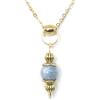 ThurColas Collana choker da donna in acciaio inox placcato oro con pendente in pietra naturale