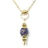 Handmade Collana da donna in acciaio inox placcato oro con pendente in pietra naturale stile vintage
