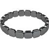 eleewoo Bracciale Ematite Uomo e Donna - Perle Geometriche a Cubo Quadrato 10mm - Braccialetto in Pietra Naturale Vera per Ancoraggio, Taglia L (19 cm)