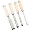 Lagomloot Set di 4 scalpelli in acciaio 45# Set di scalpelli per legno Set di scalpelli per legno Lame ispessite Manico ergonomico in legno Uso in officina (A)