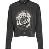 ONLY Onllucinda L/S Flowers O-Neck Ub Swt, Nero, XS Donna