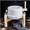 Yinian Mulino a Pietra Fatto a Mano, con Telaio in Legno Macina Tutto, Spice Grinder Machine, Macinino per Frutta Secca, Macinino Artigianale Domestico per Cereali, Fagioli E Orzo(Size:24cm)