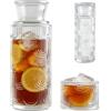 Wapasezyar Set di caraffa per acqua da comodino, con tazza, in vetro, 640 ml, per collutorio, caraffa, per tè freddo, latte, caffè, vino, camera degli ospiti, bagno, soggiorno, trasparente