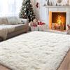 BSGIFT Tappeto a pelo lungo, 240 x 340 cm, Shaggy, a pelo lungo, morbido, moderno, per soggiorno, camera da letto, cameretta dei bambini, colore: crema