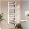 EMKE Scaldasalviette Elettrico per Bagno 140 x 60 cm, Radiatore Curvato con WIFI Termostato, Scaldasalviette Elettrico, Supporto Porta-Asciugamani, Bianco, 600 Watt