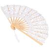 Cyrank Ventaglio Pieghevole in Pizzo di Cotone Fatto a Mano, Portatile in Pizzo Floreale Retrò per Regalo di Decorazione di Vestiti da Esibizione (Bianco)