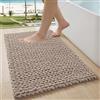 LUMI Tappetino Bagno in Chenille Morbido e Antiscivolo, Tappeto Bagno Spesso e Super Assorbente, Lavabile in Lavatrice, Asciugatura Rapida, Tappeto Doccia per Vasca e Doccia, Beige, 60x90 cm
