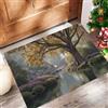 DUOTCYELE Zerbino Ingresso Interno Foglie Autunnali Alberi Secolari Fiume 80 x 120 cm Tappeto Ingresso Interno Antiscivolo, Assorbe La Polvere Tappetino Entrata Paesaggio Realistico per Casa Porta, Verde
