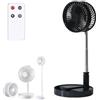 Generic Ventilatore a batteria Ez cool, Ventilatore portatile Ez cool, Ventilatore di ricarica USB pieghevole telescopico, Altezza e velocità regolabili, 7200 mAh, per l'home (Nero,Con telecomando)