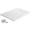 EMKE Piatto doccia con sifone 120 x 90 cm antiscivolo SMC piatto doccia piatto altezza 2,6 cm piatti doccia con copertura ritagliabile e scarico 90 mm bianco