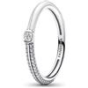 PANDORA ME Anello con pavé bianco in argento Sterling con smalto bianco e zirconia cubica trasparente, 50
