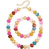 VNOX Set di gioielli estivi da donna con collana e bracciale in resina colorata, collana di perle grosse per donne, set di gioielli boho colorati, bigiotteria alla moda per l'estate, la spiaggia e la