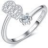 CRYSLOVE Anello da Donna Iniziale in Argento 925 dalla A alla Z di Anello Aperto Regolabile Lettera Captiale Argento,Regalo di Compleanno per la Festa della Mamma