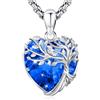 Eusense Collana Albero della Vita con Ciondolo Cristallo Blu Cuore Gioiello per Donna, Regalo per Anniversario, Compleanno o San Valentino