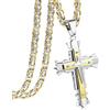 CASSIECA Croce Catena Uomo Acciaio Inossidabile Catene Bizantine Ciondolo Croce per Uomo Collana di Gesù Catena Oro 61cm