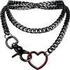 ZENGSING Collana con ciondolo a forma di cuore, stile punk, gotico, vintage, per uomo e donna, colore nero