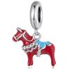 ZUOHUI Ciondolo cavallo Dala in rame placcato platino - Ciondolo animale svedese for bracciali, collane e ciondoli europei fai-da-te (foro da 4,5 mm) regalo for donne