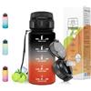 Motswedi Borraccia 500 ml, con cannuccia, Borracce, Motivazionale Bottiglia d'acqua, a Prova di Perdite, Borraccia Palestra, per Scuola, Palestra, Yoga, Nero Rosso