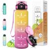 Motswedi Borraccia 1 litro, con Cannuccia, Borracce, Motivazionale Bottiglia d'acqua, a Prova di Perdite, Borraccia Sportiva 1L, per Campeggio, Palestra, Yoga, Ciclismo, Giallo Rosa