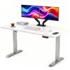 POKAR Scrivania Regolabile in Altezza Elettrica 160x60 cm | Piano Massiccio 25mm | Pannello Memory, USB-C e USB-A | Scrivania Motorizzata per Smart Working | Telaio Argento, Piano Bianco