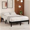EDNRSOG Letto in legno massiccio nero, 150 x 200 cm, struttura in legno di pino con robusta rete a doghe per materasso king size da 1,5 m, mobile moderno per camera da letto per un comfort duraturo
