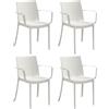 HOUSE COLLECTION, SEDIE VICTORIA CON BRACCIOLI, SEDIA MONOBLOCCO IMPILABILE IN POLIPROPILENE, BIANCA (BCA124x4)