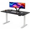 POKAR Scrivania Regolabile in Altezza Elettrica 160x60 cm | Piano Massiccio 25mm | Pannello Memory, USB-C e USB-A | Scrivania Motorizzata per Smart Working | Telaio Bianco, Piano Nero