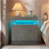 Cubehom Comodino con cassetto e luci LED, tavolino moderno per camera da letto, grigio