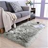 YIHAIC Faux tappetto di pelle di pecora tappeto, Pecora Agnello imitazione pelliccia sintetica decorativa, adatto per tappeto per soggiorno, tappetino per il letto (Grigio, Rectangle 50 x 150 CM)