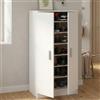 Dmora - Armadio multiuso 2 ante Corona, Mobile ausiliario, Mobile basso porta scarpe con 6 ripiani, Scarpiera moderna, 55x36h108 cm, Bianco