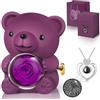 Hnustbo Rosa Eterna Stabilizzata con Collana I Love You, Rose Orso Originale Regalo per Donna Fidanzata Mamma Madre Nonna Moglie per San Valentino,Festa della Mamma,Compleanno,Natale