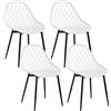 Klihome Sedie da Cucina Set da 4, Sedie Sala da Pranzo, Sedia da Pranzo con Schienale Scavato, Seduta in PP e Gambe in Metallo, Sedia Scandinava per Soggiorno, Camera da Letto, Bianco,