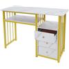 HPDTZ Tavolo per chiodi, scrivania per manicure con 3 cassetti, design marmo, per salone di manicure, barbiere, piano di lavoro, 100 cm, per riporre e organizzare