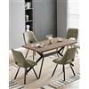 LEWE Set Sala da Pranzo, 140 X 80 X 76 Cm Tavolo da Pranzo Rettangolare in Legno con 4 Sedie da Pranzo, Imbottite, Senza Braccioli, Per Cucina, Sala da Pranzo e Soggiorno, Grigio Verde