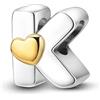 LIGHTDOG Donna 925 Argento Ciondolo Charms per Bracciali Charms Compatibile con Bracciali Europei per Donne Ragazze Adatta a Bracciali Ipoallergenico 26 Cuore Lettera Perline