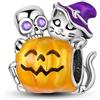 LIGHTDOG 925 Donna Bracciale d'argento Charms Oktoberfest Ciondolo per Pandora Charms e Europa Bracciale Donna Perline Ciondolo Zucca Halloween