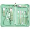 Tumkun Set per manicure e pedicure, tagliaunghie per piedi, kit professionale per manicure e pedicure, kit per la cura delle unghie, custodia da viaggio verde, set da 12