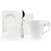 Villeroy & Boch - NewWave Cappuccino Set 3 Pezzi Bianco, Lavabile in Lavastoviglie, Adatto per Microonde, Servizio Caffè, Tazzine, Tazzina, Set Tazzin Caffe, Set da Caffe, Porcellana Premium